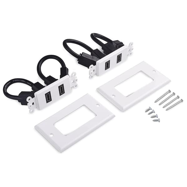 2-pack 2-portars -kompatibel väggplatta i vitt (4K UHD, ARC och Ethernet Pass-Thru-stöd)