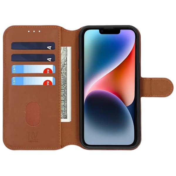 iPhone 13/14 Pung Etui Magnet Rvelon - Brun