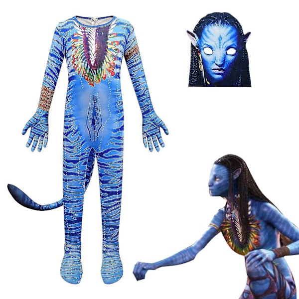 Avatar Waterways Alien Costume Set, Cosplay Costume Dark Blue Woman 110cm