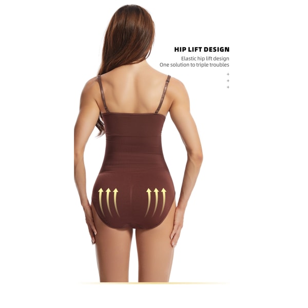 Shapewear i ett stycke för kvinnor för mage och höftlyft Coffee L