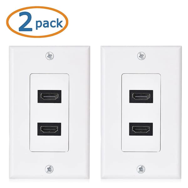 2-pack 2-portars -kompatibel väggplatta i vitt (4K UHD, ARC och Ethernet Pass-Thru-stöd)