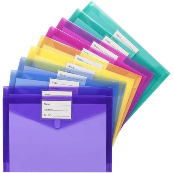 10-pak plastikkonvolutter poly konvolutter, gennemsigtige dokumentfoldere