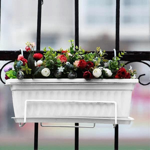 5-pack 43 cm vit blomlåda fönsterlåda plast