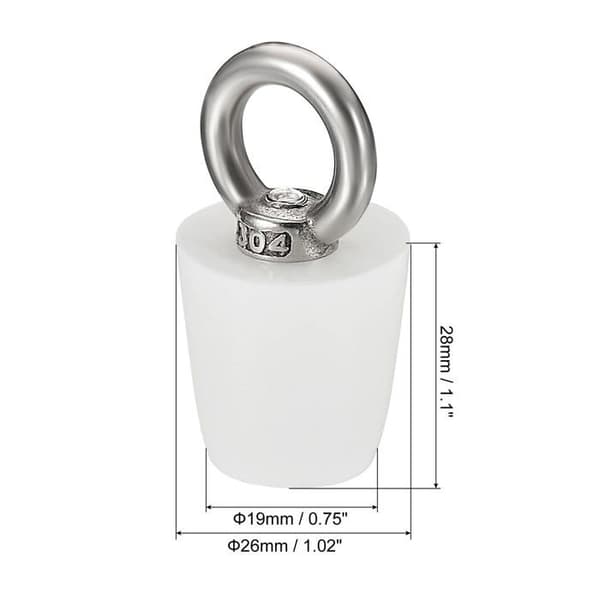 Konisk Propp Silikon Gummipropp 19mm til 26mm Solid Badekarpropp med Ring, Hvit 2 stk