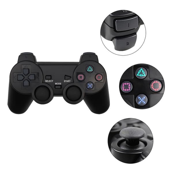 Til Sony PS2 Trådløs 2.4GHz Dual Vibration Kontrol Controller Transparent Hvid White