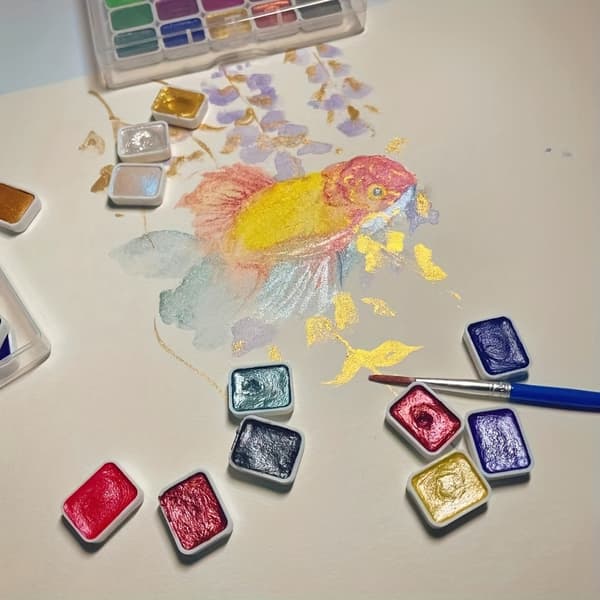 20 Farver Akvarelmaling Sæt, Metallisk Akvarelmaling Sæt, Glitter Akvarel Solid Farveboks