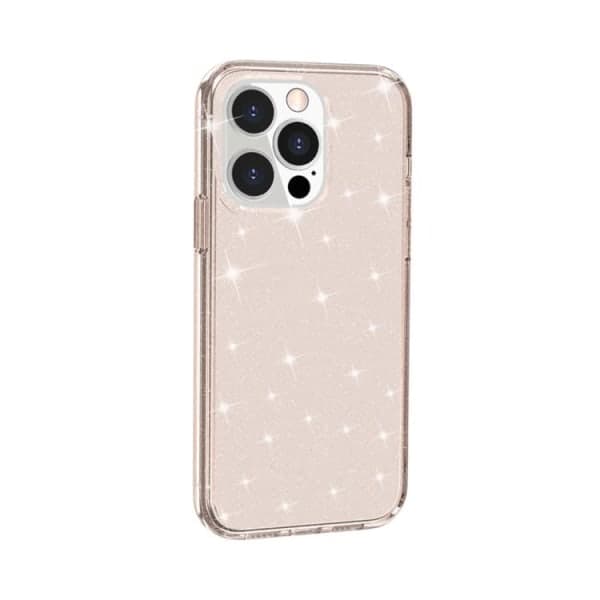 For iPhone 14 Pro Max Skall Støtsikker Glitter TPU Rose Gull