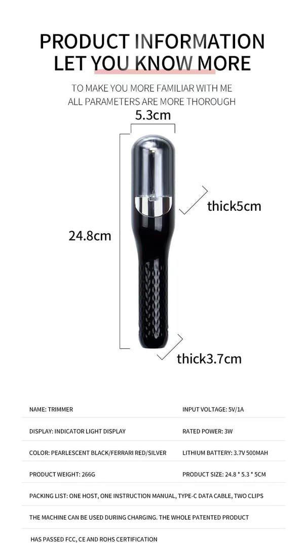Hår Split Ends Trimmer Remover Beskadiget Hår Reparation Hårpleje Sort