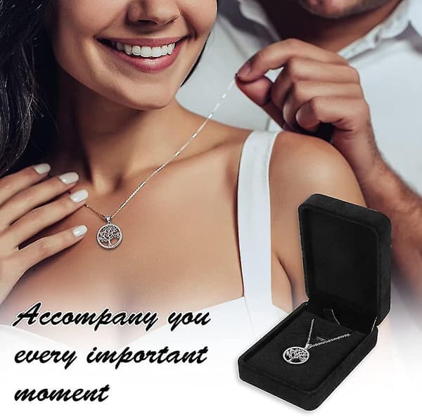 2-pack Sammet Halsband Presentförpackning, Lång Kedja Smyckesorganisatör Halsband Display Gåva