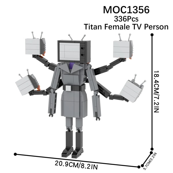 Gamer Skibidi Toalett Action Figur Byggsten Leksaker TV Man Titan Female 336Pcs