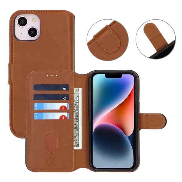 iPhone 13/14 Pung Etui Magnet Rvelon - Brun