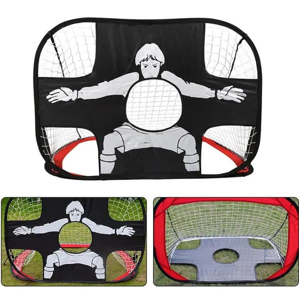 Foldbart nylon fodboldmål til børn og voksne, fodboldmål til legeplads, have, indendørs og udendørs, blå Blue