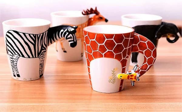 3D Keramisk Djurmönstrad Handmålad Keramisk Kaffemugg (Zebra)