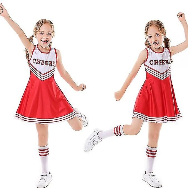 Barnens skolfest Cheerleader kostym Halloween-fest Red 140cm