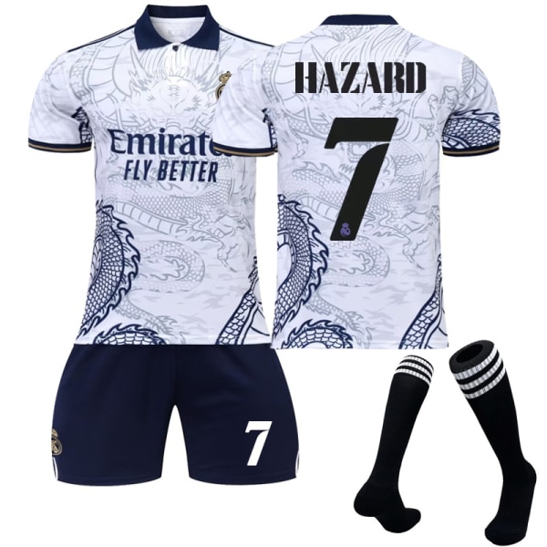 22-23 Real Madrid Fotbollströja Kit Fotbollsuniformer Set Barn HAZARD 7 Kids 18(100-110CM)