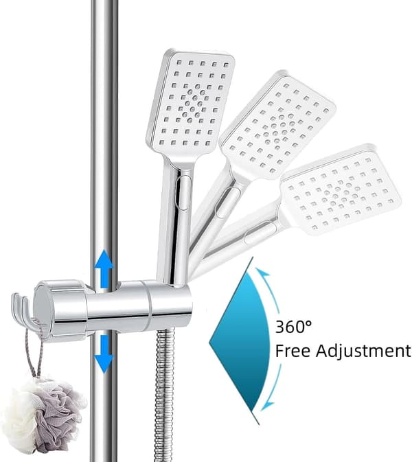 Dusjhodeholder med 2 kroker, 20-25 mm universell dusjhodeholder, krom + ABS dusjdesign dusjhodeholder