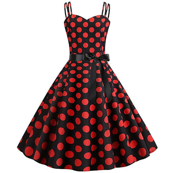 Sommar Kvinnor Ärmlös Polka Dot Klänning Fest Semesterklänningar Wine Red L