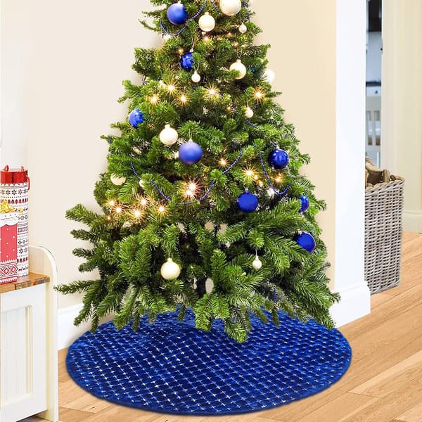 Blå Fuskpäls Julgransmatta Basöverdrag