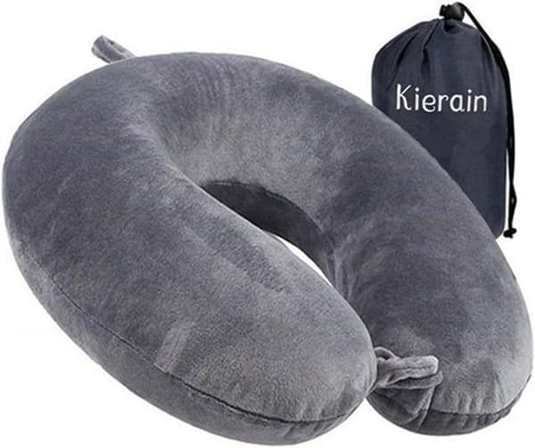 Nackkudde i Memory Foam, Lyxig Kompakt & Lätt Snabbpack för Camping, Sovkudde (Grå)