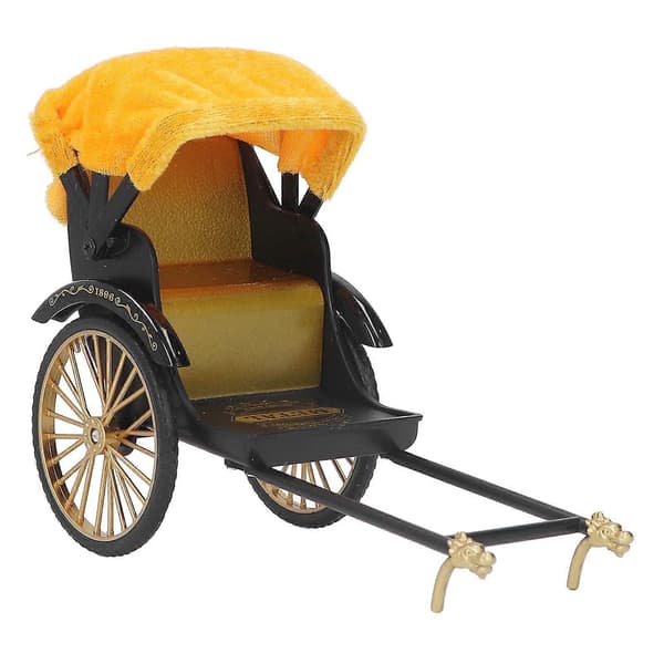 Retro Rickshaw Modell Utsökta Detaljer Nostalgisk Legering Simulering Rickshaw Leksak Rickshaw Dekoration för Samling Guld