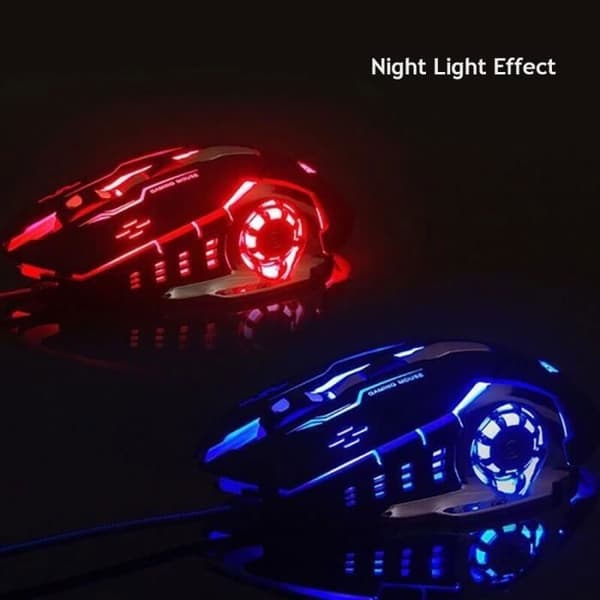 USB LED Optisk Kablet Mus - Stille Klik - 2400DPI (Sort)