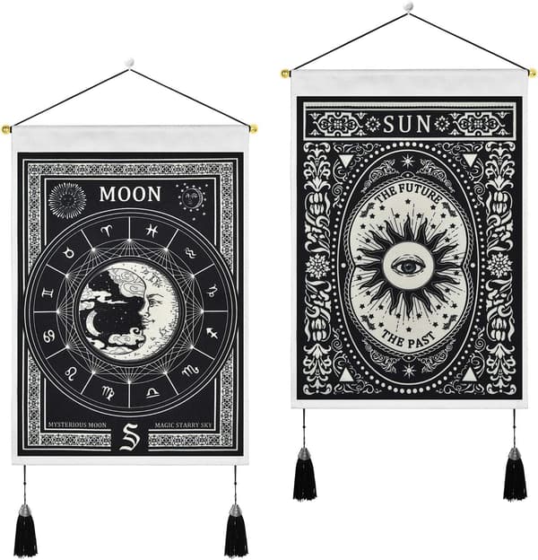 2 set tarotvävnader måne och sol
