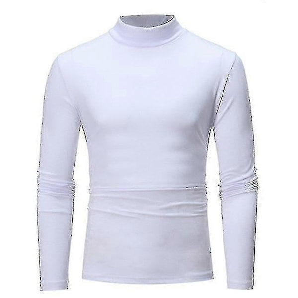 Varm Vinter Halvhög Krage Mode Herr Termisk Underkläder Mock Neck Basic T-shirt Blus Pullover Långärmad Topp M Vit M Vit White M