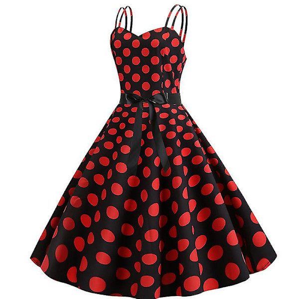 Sommar Kvinnor Ärmlös Polka Dot Klänning Fest Semesterklänningar Wine Red L