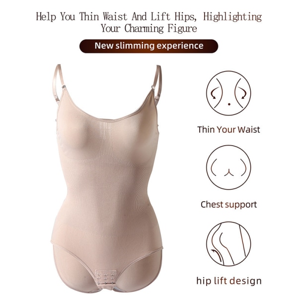 Shapewear i ett stycke för kvinnor för mage och höftlyft Apricot XL