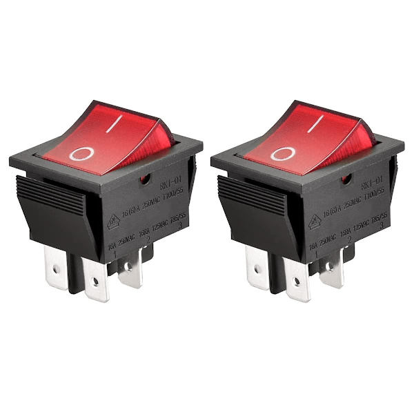 4-polig strömbrytare, rött ljus (2-pack)