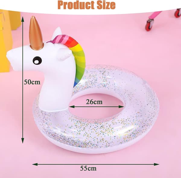 Sommaruppblåsbar Badring Pool Float, Uppblåsbar Pool Float - Söt Glitter Badring Ringar Strandfest Vattenunderhållning Leksaker för Barn