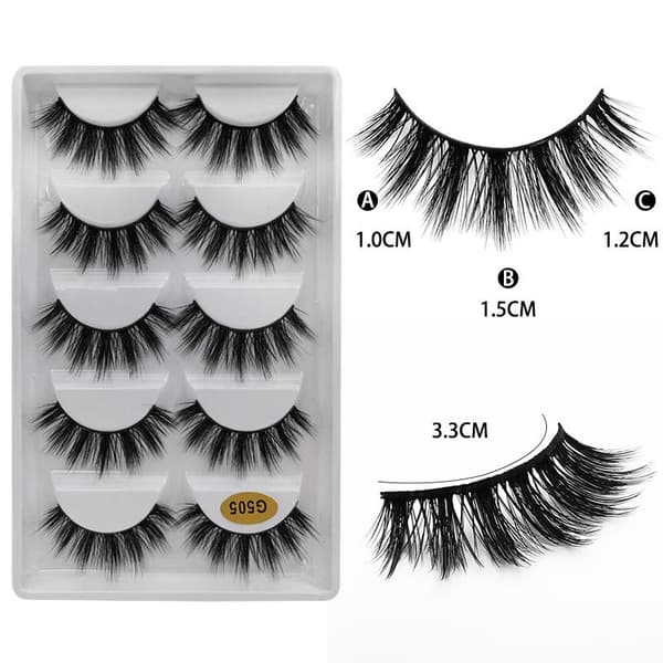 5 par 3D-imitation mink-fransar