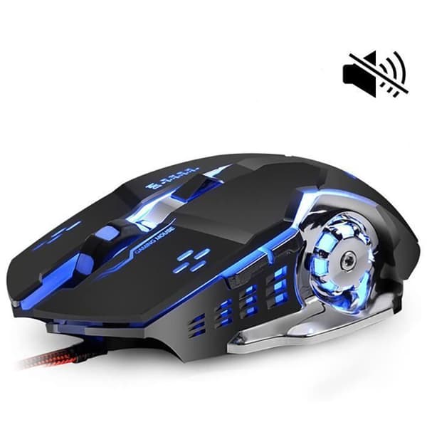 USB LED Optisk Kablet Mus - Stille Klik - 2400DPI (Sort)