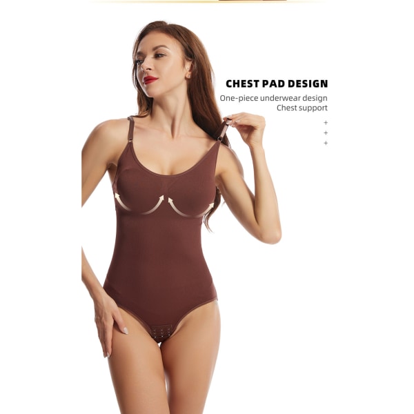 Shapewear i ett stycke för kvinnor för mage och höftlyft Coffee 2XL