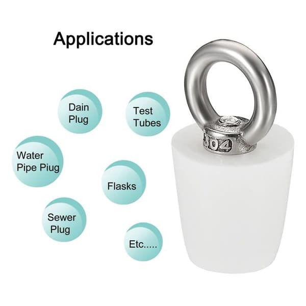 Konisk Propp Silikon Gummipropp 19mm til 26mm Solid Badekarpropp med Ring, Hvit 2 stk