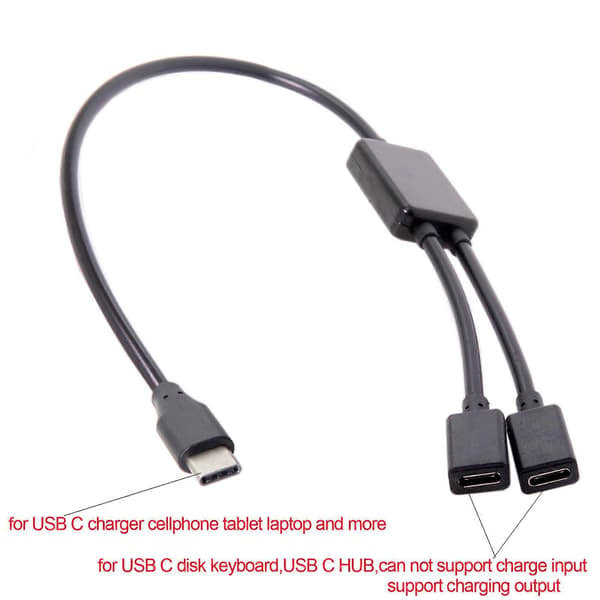 USB C Han til Dobbelt USB C Hun Splitter Konverter Hub Adapter Stikkabel