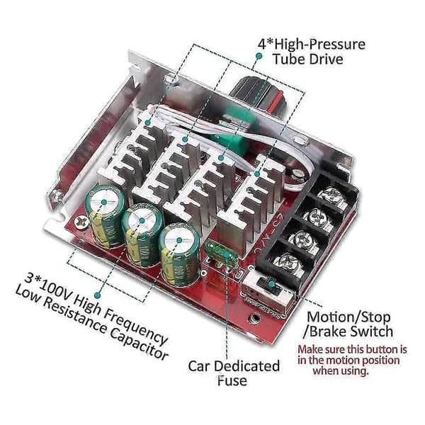7-70V 30A PWM DC Motor Hastighetskontroller Bryterkontroll 12V 24V 36V 48V med 30 Amp Sikring