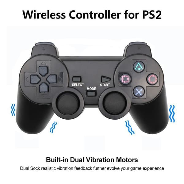 Til Sony PS2 Trådløs 2.4GHz Dual Vibration Kontrol Controller Transparent Hvid White