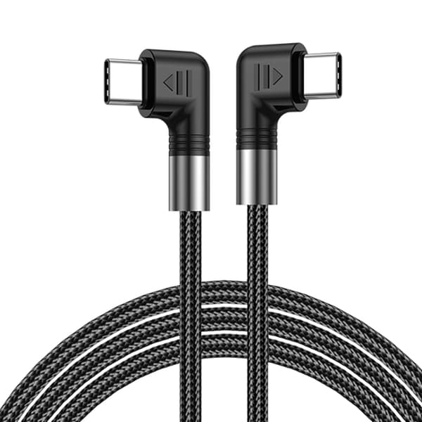 USB-C til USB-C-kabel med vinklede kontakter, 5A, 100W, 1m