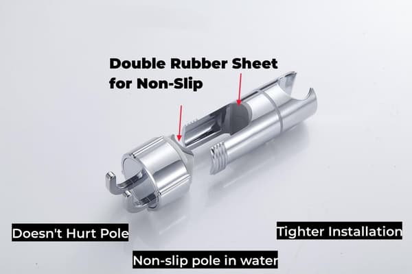 Dusjhodeholder med 2 kroker, 20-25 mm universell dusjhodeholder, krom + ABS dusjdesign dusjhodeholder