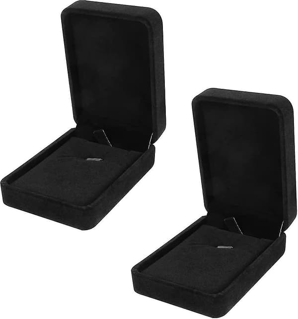 2-pack Sammet Halsband Presentförpackning, Lång Kedja Smyckesorganisatör Halsband Display Gåva