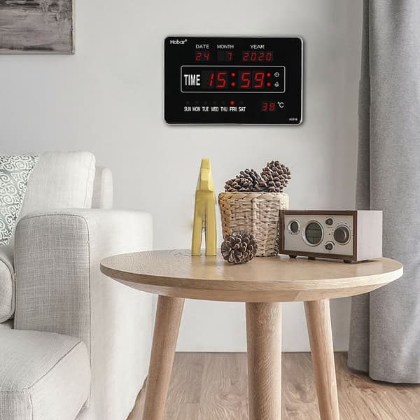 LED Digital Väggklocka med Temperatur, Kalender och Datum