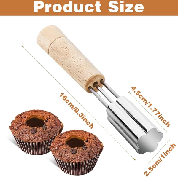 Cupcake-udstikker i rustfrit stål, der bruges til cupcake-fyld, kagebageudstyr, cookie-bagefyld
