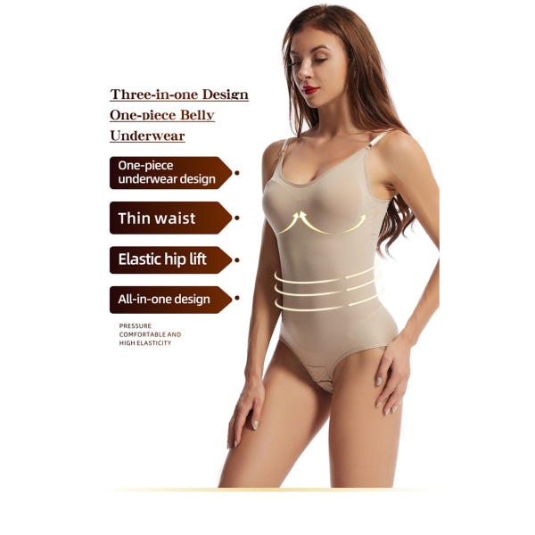 Shapewear i ett stycke för kvinnor för mage och höftlyft Apricot M