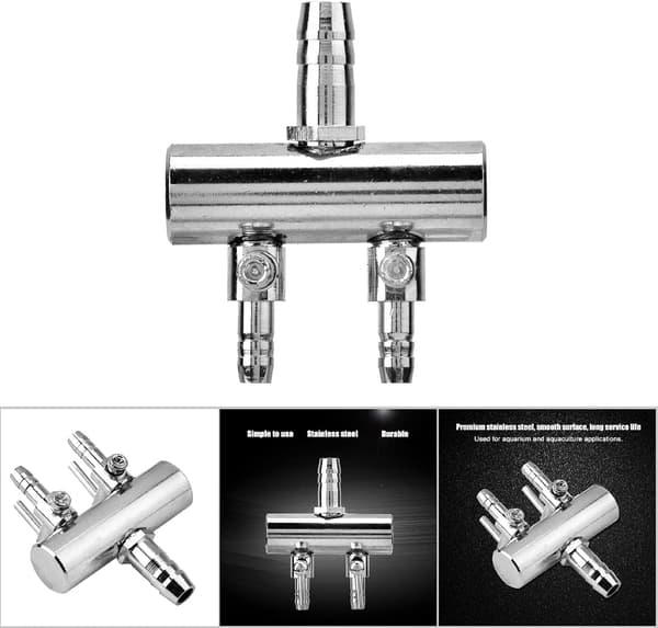 Ejoyous Akvarieluftspreder Rustfrit stål Luftbelufter til 4/8 mm Luftpumpe bis 4 mm Zweiloch-Splitterkopf