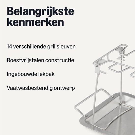 Kyllingevingeholder – Grilltilbehør – Kyllingeholder til Ovn – Inkluderer Drypbakke – Sammenklappelig – Rustfrit Stål