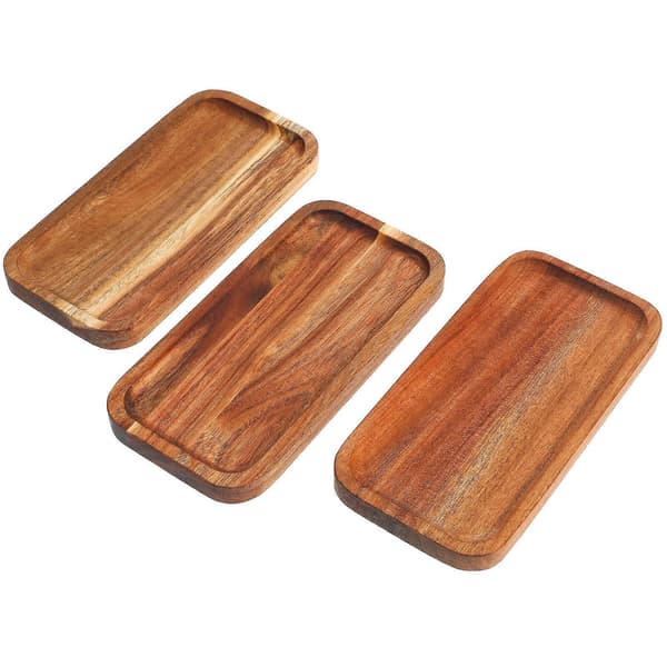 3 st Serveringsbricka Trämatbricka Rustik Serveringsbricka Träfat Dekorativ Bricka