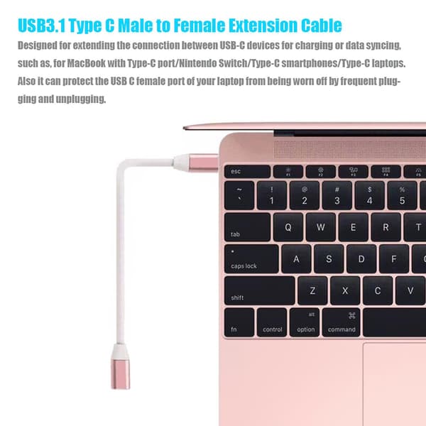 USB-C -jatkojohto USB 3.1 Type C uros - C naaras -jatkojohtoadapterimuunnin datan synkronointi CH