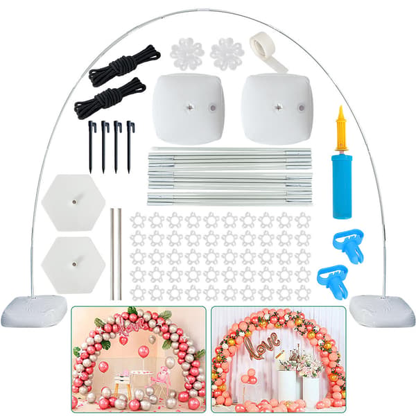 XJ-Ballongbåge Kit Cirka 3 Meter Hög Justerbart Ballongställ Set Vit