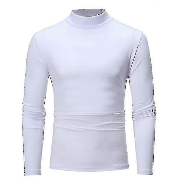 Varm vinter Halvhög Krage Mode Herr Termounderkläder Mock Neck Basic T-shirt Blus Pullover Långärmad Topp XL Vit XL Vit White XL